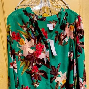 Chico's Green Floral Blouse